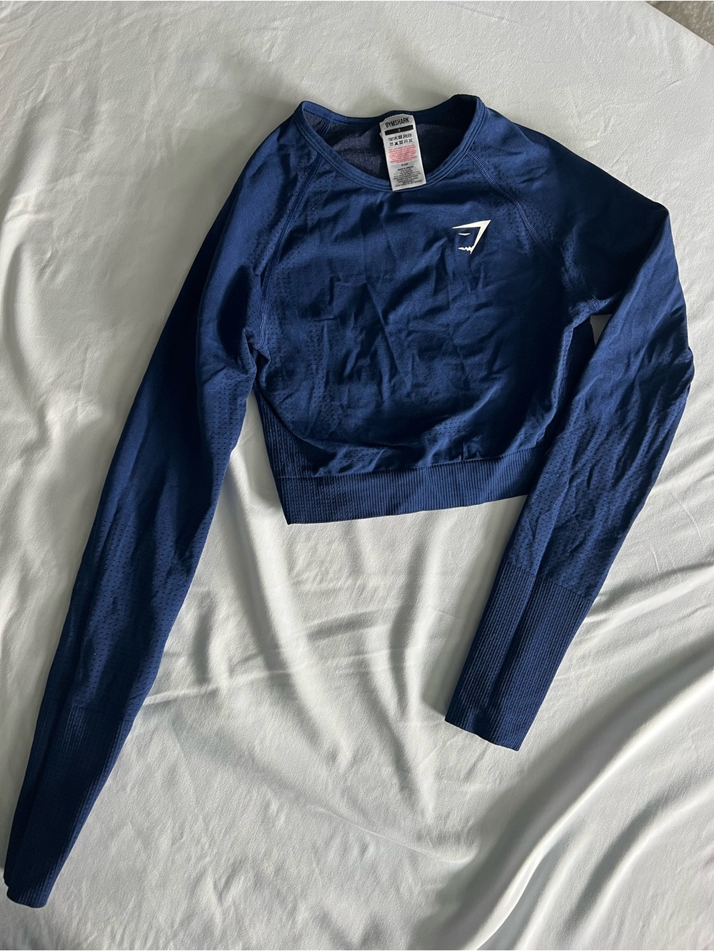 Gymshark Navy Seamless Long Sleeve Crop Top